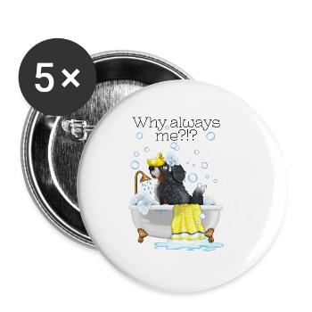 Se baigner avec des bulles de savon pour chien - Lot de 5 petits badges (25 mm) - blanc - Devant
