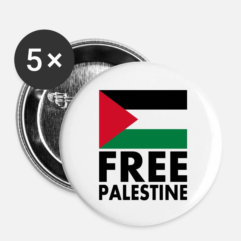 Free palestine - Buttons klein 25 mm (5er Pack) - Weiß