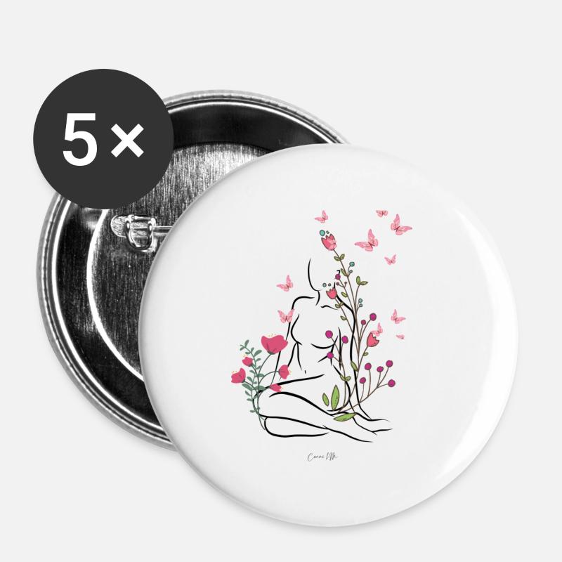 Skin-flowered - Buttons small 1''/25 mm (5-pack) - white