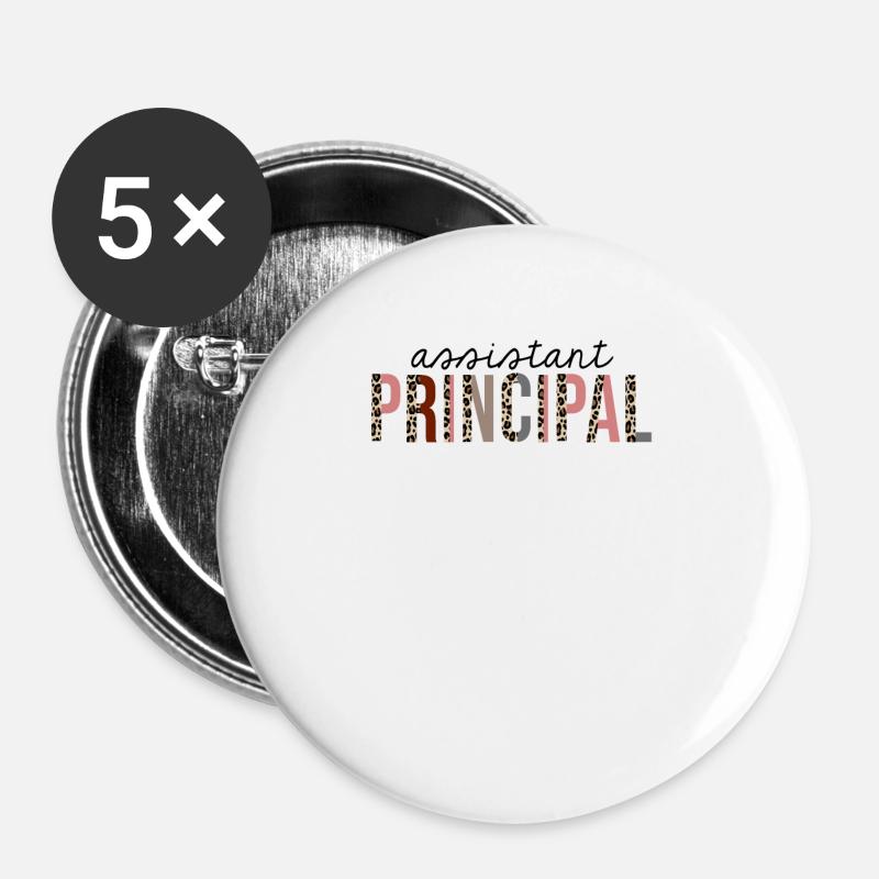 Assistant Principal Leopard Print Funny - Lot de 5 petits badges (25 mm) - blanc