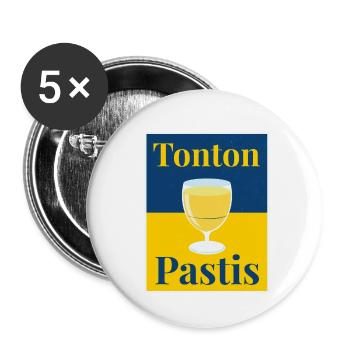 Tonton Pastis - Pour les amoureux du pastaga - Lot de 5 petits badges (25 mm) - blanc - Devant