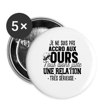 Ours Brun Polaire Animal Cadeau Humour Forestier - Lot de 5 petits badges (25 mm) - blanc - Devant