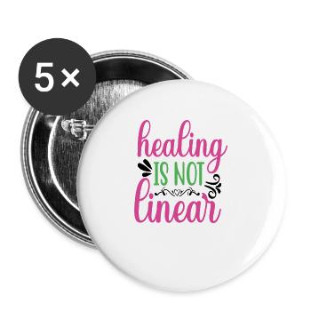 Healing-is-not-linear Mental Health Matter - Buttons small 1''/25 mm (5-pack) - white - Front