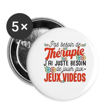 Gamer Jeux Vidéo Cadeau Gaming Mug T-shirt - Lot de 5 petits badges (25 mm) - blanc - Devant