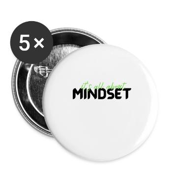 motivation quote it's all about Mindset typography - Buttons small 1''/25 mm (5-pack) - white - Front