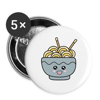 Ramen Nudeln Japan Küche - Buttons klein 25 mm (5er Pack) - Weiß - Vorne