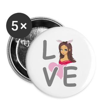 Anime girl lover - Lot de 5 petits badges (25 mm) - blanc - Devant