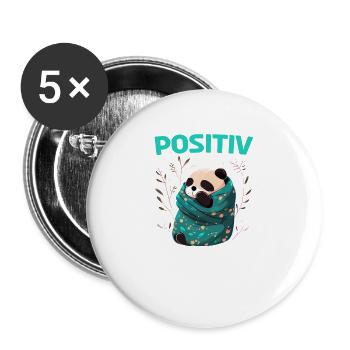 Positiv Müde Panda Pandabären Fun Nachthemd Pajama - Buttons klein 25 mm (5er Pack) - Weiß - Vorne