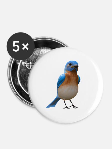 Hüttensänger Vogel Design - Buttons klein 25 mm (5er Pack) - Weiß