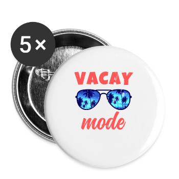Sommerurlaub Familienausflug Retro Beach Vacay Mode - Buttons klein 25 mm (5er Pack) - Weiß - Vorne