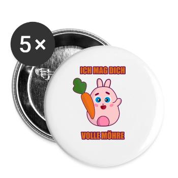 Hase -ICH MAG DICH VOLLE MÖHRE - Buttons klein 25 mm (5er Pack) - Weiß - Vorne