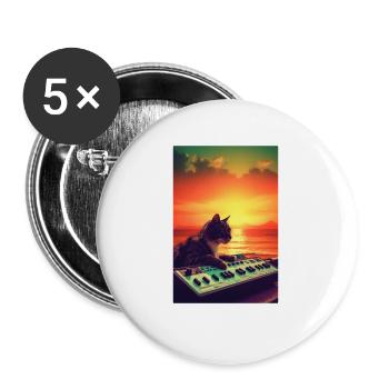 Cat Synthesizer Katze Retro Vintage Studio Gear - Buttons klein 25 mm (5er Pack) - Weiß - Vorne