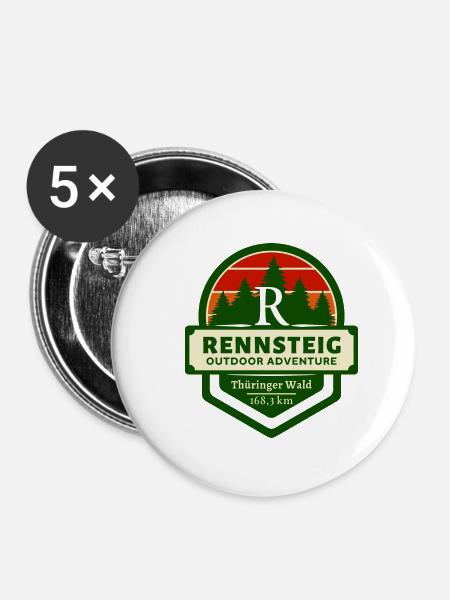 Rennsteig-Thüringer Wald-Thüringen - Buttons klein 25 mm (5er Pack) - Weiß
