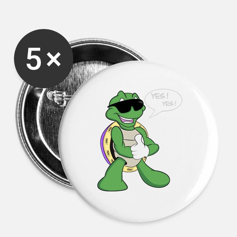 Stickers Accessoire Tortue Logo - Lot de 5 petits badges (25 mm) - blanc