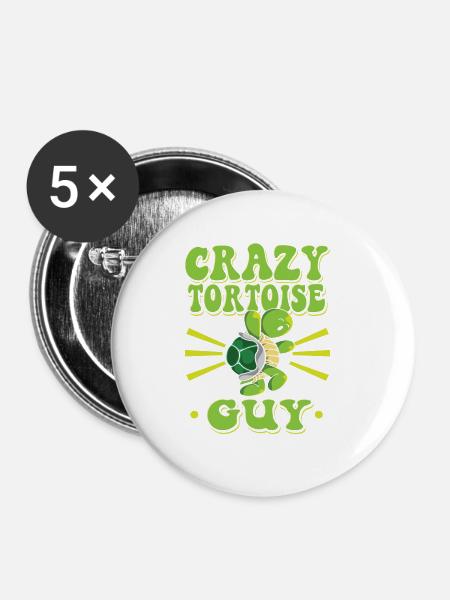 Crazy Tortoise Guy - Buttons klein 25 mm (5er Pack) - Weiß