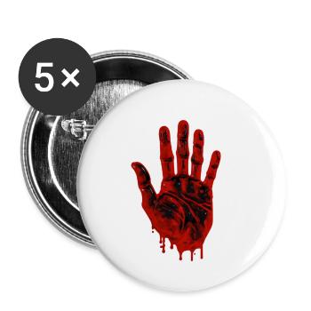 Empreinte de main sanglante d’Halloween - Lot de 5 petits badges (25 mm) - blanc - Devant