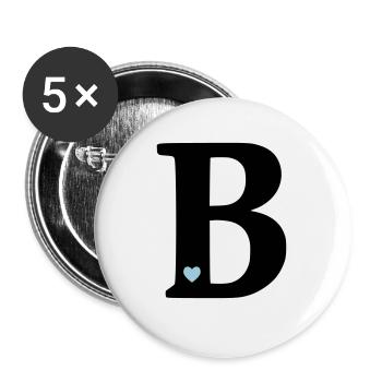 Buchstabe B Anfangsbuchstabe - Buttons klein 25 mm (5er Pack) - Weiß - Vorne