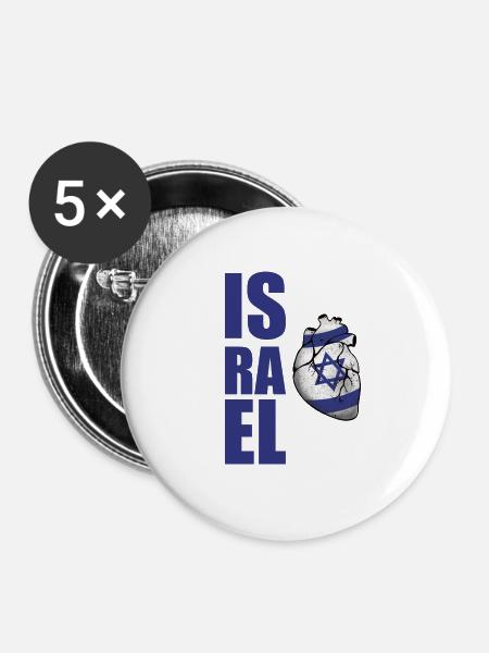 Israel - Buttons klein 25 mm (5er Pack) - Weiß