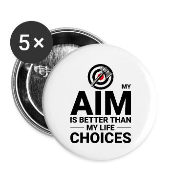 Lancer de hache Aim vs Choix de vie Lanceur de hache Drôle - Lot de 5 petits badges (25 mm) - blanc - Devant