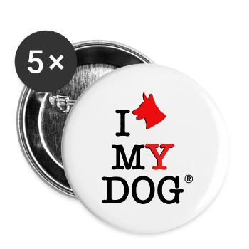 I Love my Dog - Buttons small 1''/25 mm (5-pack) - white - Front