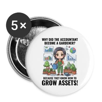 Buchhalter wurde zum Finanzgarten des Gärtners - Buttons klein 25 mm (5er Pack) - Weiß - Vorne