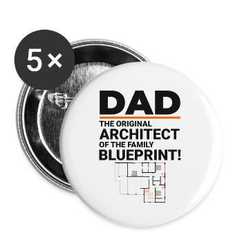 Architekt Papas Blaupause Lachen Vatertag - Buttons klein 25 mm (5er Pack) - Weiß - Vorne