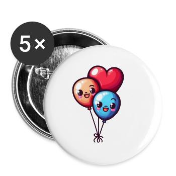 Ballon Herzen auch für Kinder und Geburtstage - Buttons klein 25 mm (5er Pack) - Weiß - Vorne