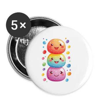 Fasnachtsfreude mit Konfetti - Buttons klein 25 mm (5er Pack) - Weiß - Vorne