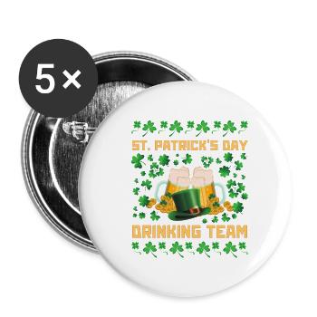 St. Patrick's Day Trinkteam Irische Kultur - Buttons klein 25 mm (5er Pack) - Weiß - Vorne