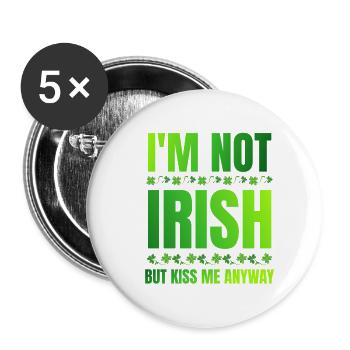 Je ne suis pas irlandais mais embrasse-moi quand même le jour de la Saint-Patrick - Lot de 5 petits badges (25 mm) - blanc - Devant