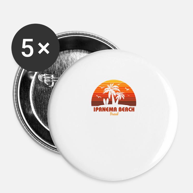 Cooles Ipanema Beach Beach Sunset Souvenir - Buttons klein 25 mm (5er Pack) - Weiß