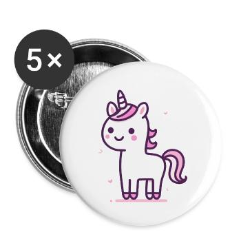 Friendly stick figure unicorn - Buttons small 1''/25 mm (5-pack) - white - Front