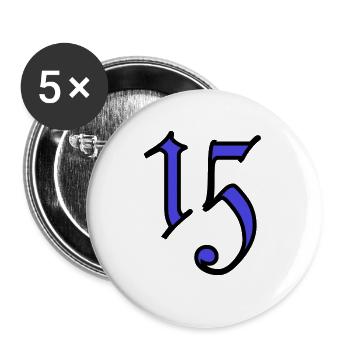 15. 15 YEARS. 15th ANNIVERSARY. 15 YEAR ANNIVERSARY. - Buttons small 1''/25 mm (5-pack) - white - Front