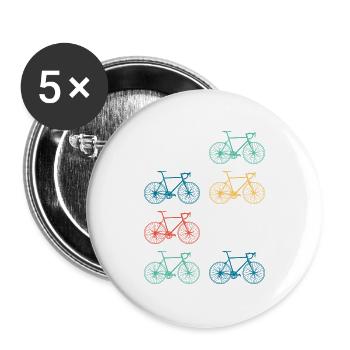 Vélo de route rétro - Lot de 5 petits badges (25 mm) - blanc - Devant