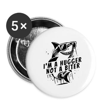 Lustiger Hai der Umarmt - Buttons klein 25 mm (5er Pack) - Weiß - Vorne