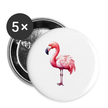 Flamingoklasse Klassentier Flamingo Grundschule - Buttons klein 25 mm (5er Pack) - Weiß - Vorne