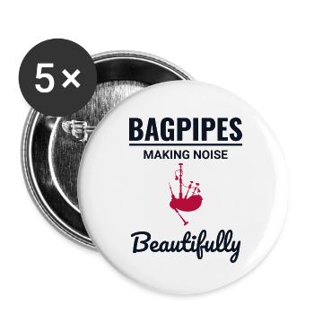 Bagpipe Player Instrument Scottish Scotland Music - Buttons small 1''/25 mm (5-pack) - white - Front