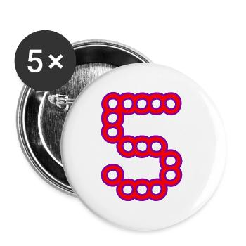5. JUBILÄUM. 5 JAHRE. 5-JÄHRIGES JUBILÄUM - Buttons klein 25 mm (5er Pack) - Weiß - Vorne