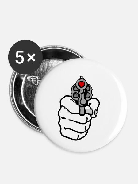 Liebe Schuss - Buttons klein 25 mm (5er Pack) - Weiß