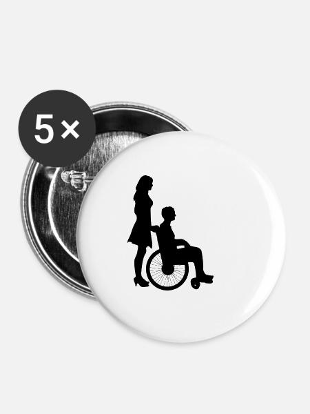 Rollstuhl - Buttons klein 25 mm (5er Pack) - Weiß