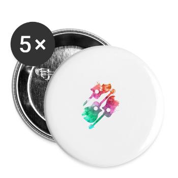 3 Colorful Guitars - Buttons small 1''/25 mm (5-pack) - white - Front