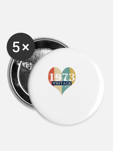Weinlese 1973 Retro - Buttons klein 25 mm (5er Pack) - Weiß