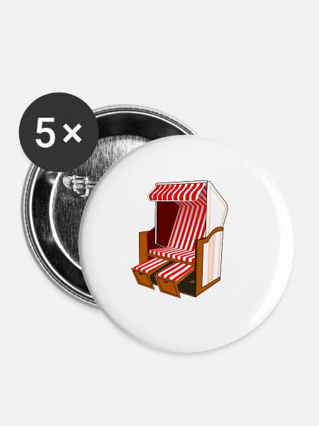 Strandkorb - Buttons klein 25 mm (5er Pack) - Weiß
