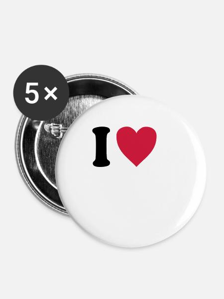 I love BOYS - Buttons klein 25 mm (5er Pack) - Weiß