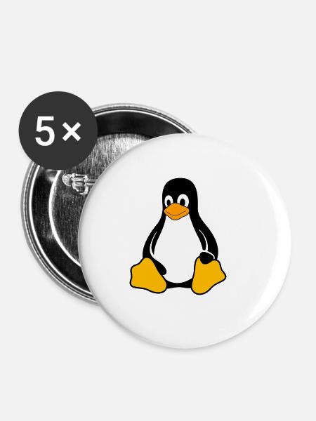 Pinguin - Buttons klein 25 mm (5er Pack) - Weiß