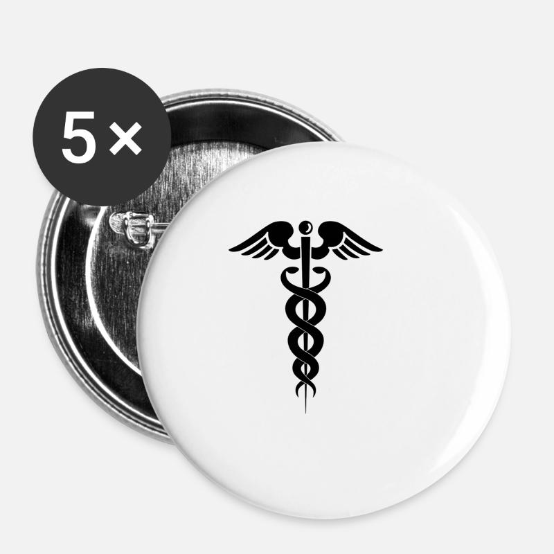 médecin - Lot de 5 petits badges (25 mm) - blanc