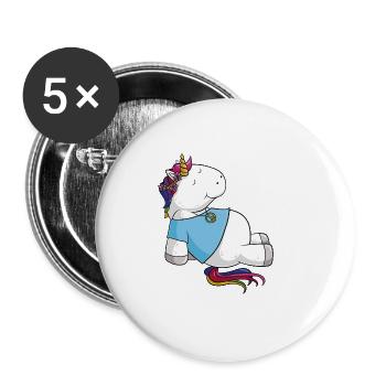 Hippie Unicorn cartoon - Buttons small 1''/25 mm (5-pack) - white - Front