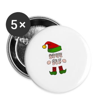 patron; Chef de cuisine; onze; elfe; Cadeau de Noël d'Elf - Lot de 5 petits badges (25 mm) - blanc - Devant