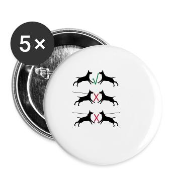 Les chiens en laisse - Lot de 5 petits badges (25 mm) - blanc - Devant