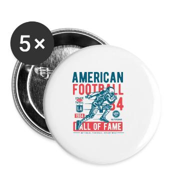 American Football Ballsport College Touchdown USA - Buttons klein 25 mm (5er Pack) - Weiß - Vorne